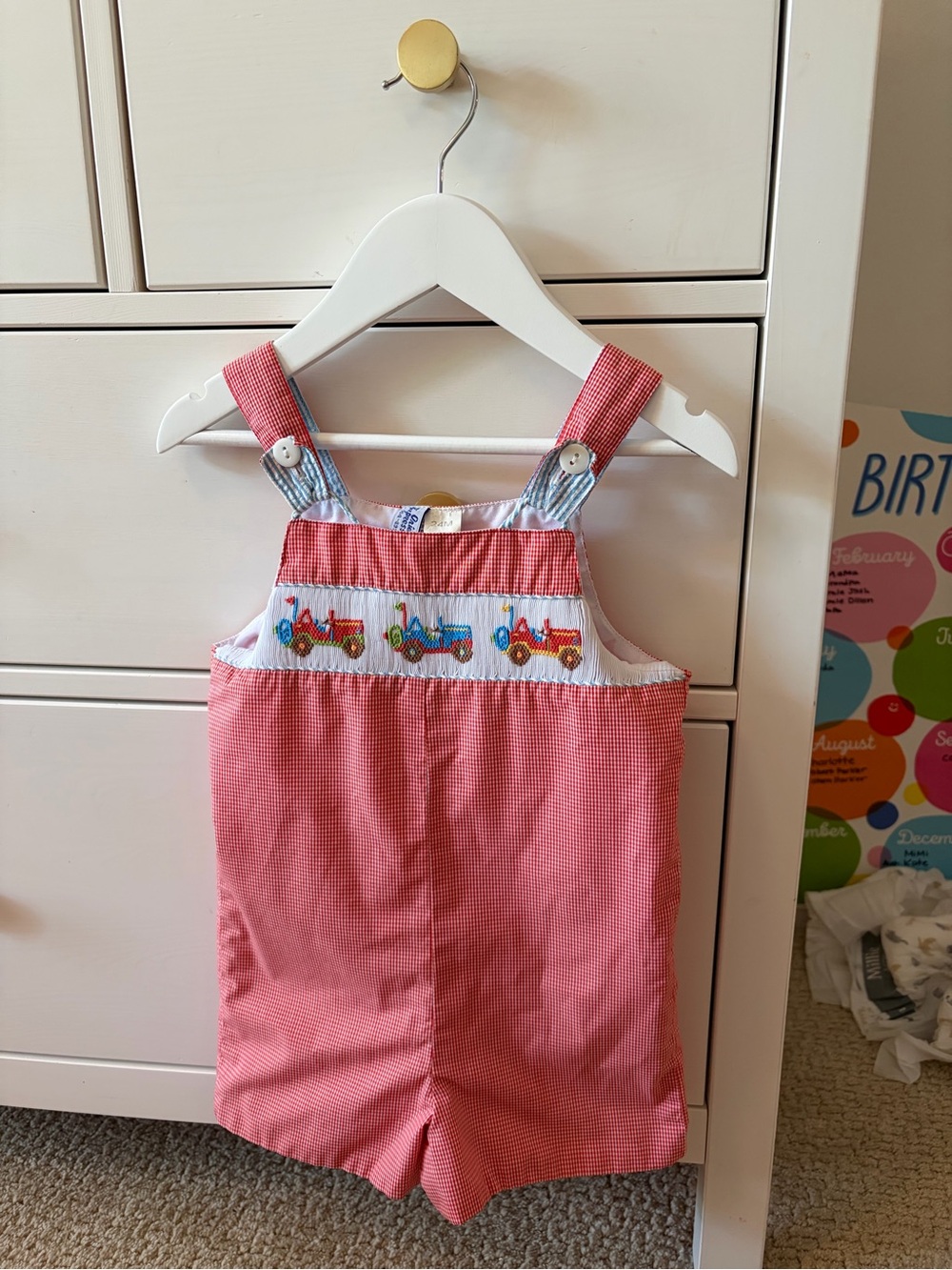 Smocked Cars Gingham Romper Boys 24 Months Boutique Bubble